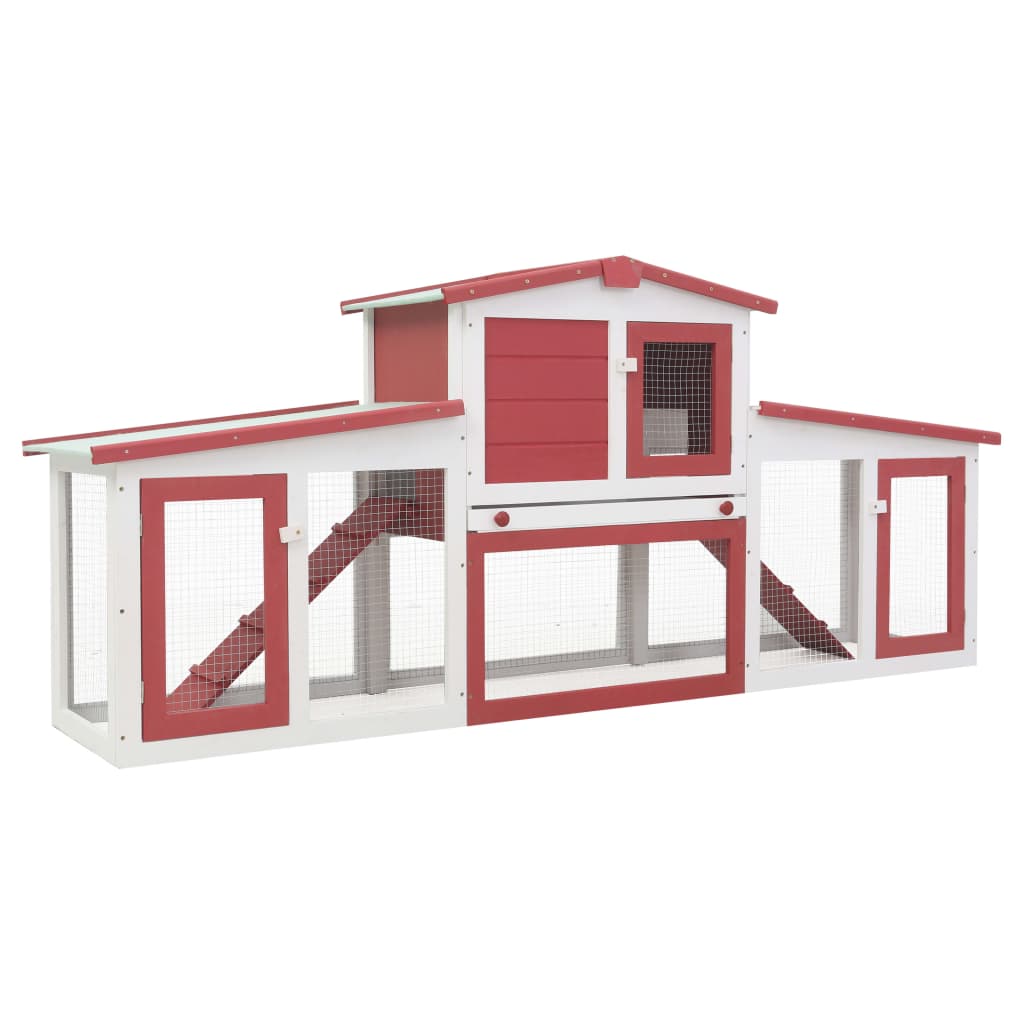 Red & White Outdoor Hutch 204cm