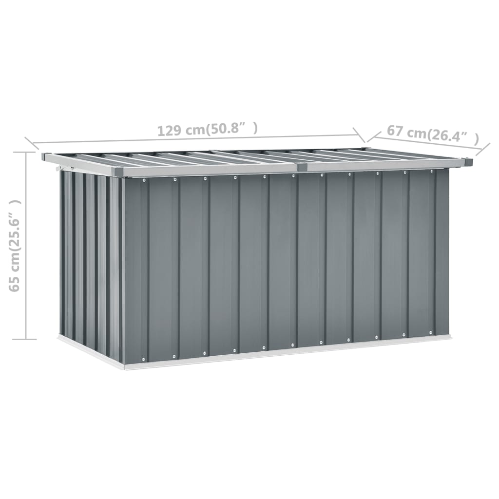 Garden Storage Box Grey 129x67x65 cm