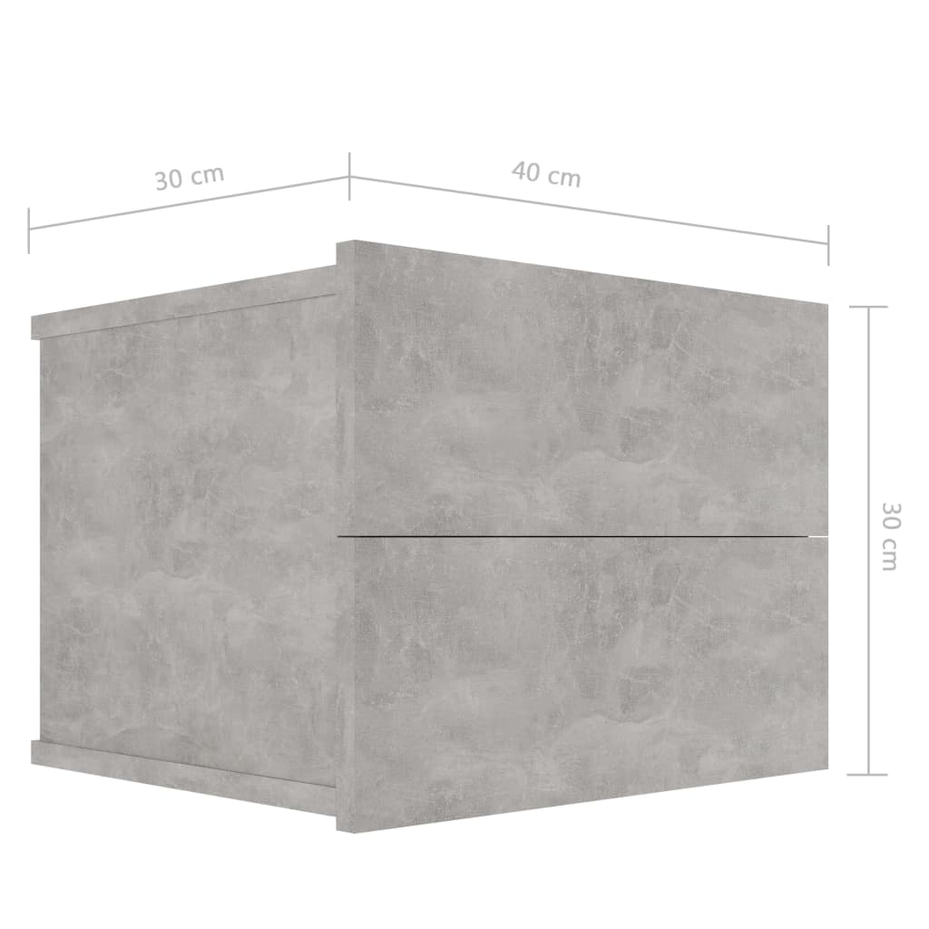 Bedside Cabinets 2 pcs Concrete Grey 40x30x30 cm Chipboard