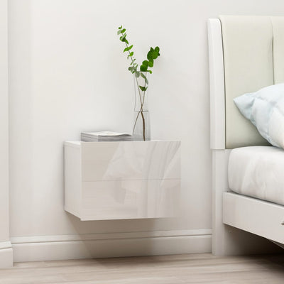 Bedside Cabinets 2 pcs High Gloss White 40x30x30 cm Chipboard