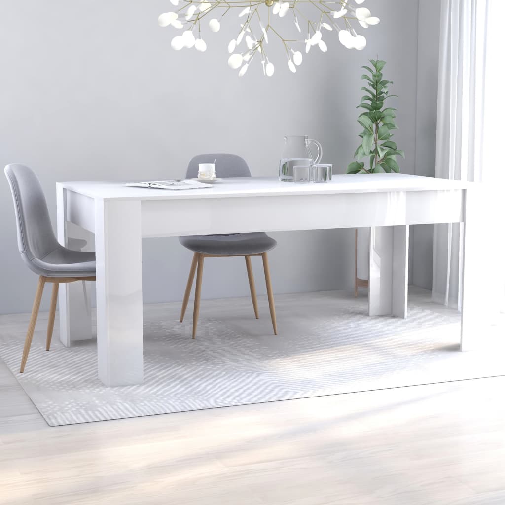 Dining Table High Gloss White 180x90x76 cm Chipboard