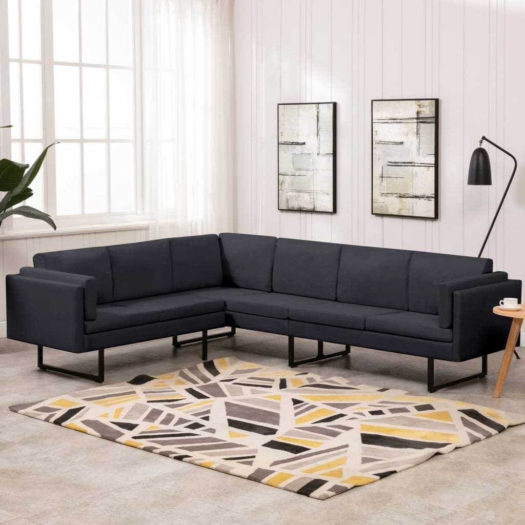 Corner Sofa Dark Grey Fabric