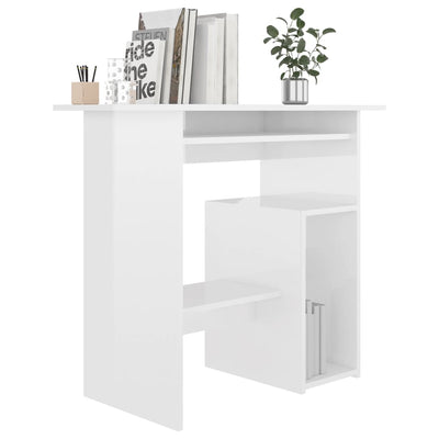Desk High Gloss White 80x45x74 cm Chipboard