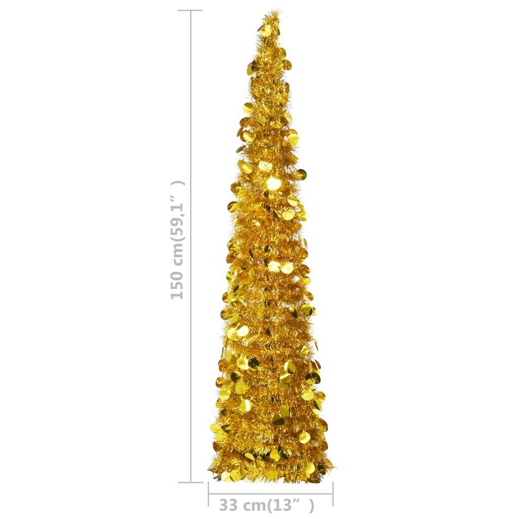Pop-up Artificial Christmas Tree Gold 150 cm PET