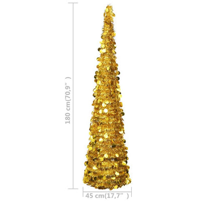 Pop-up Artificial Christmas Tree Gold 180 cm PET
