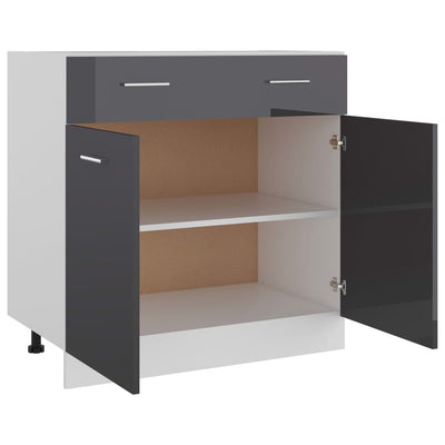 Bottom Drawer Cabinet High Gloss Grey 80cm