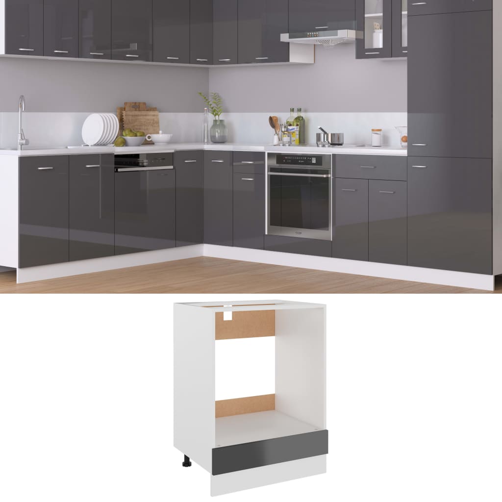 Oven Cabinet High Gloss Grey