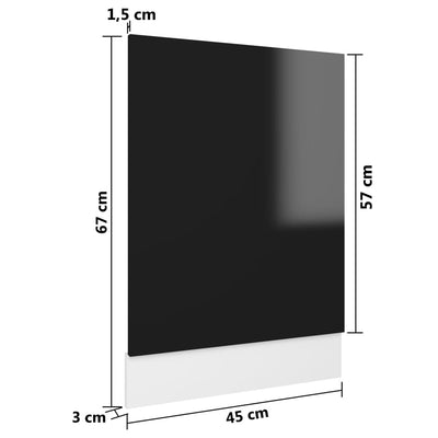 Dishwasher Panel - High Gloss Black 45cm