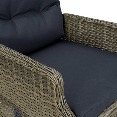 Reclining Garden Chair with Cushions Poly Rattan Brown