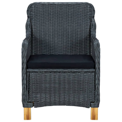 Garden Chairs with Cushions 2 pcs Poly Rattan Dark Grey