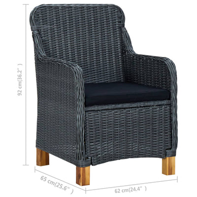 Garden Chairs with Cushions 2 pcs Poly Rattan Dark Grey