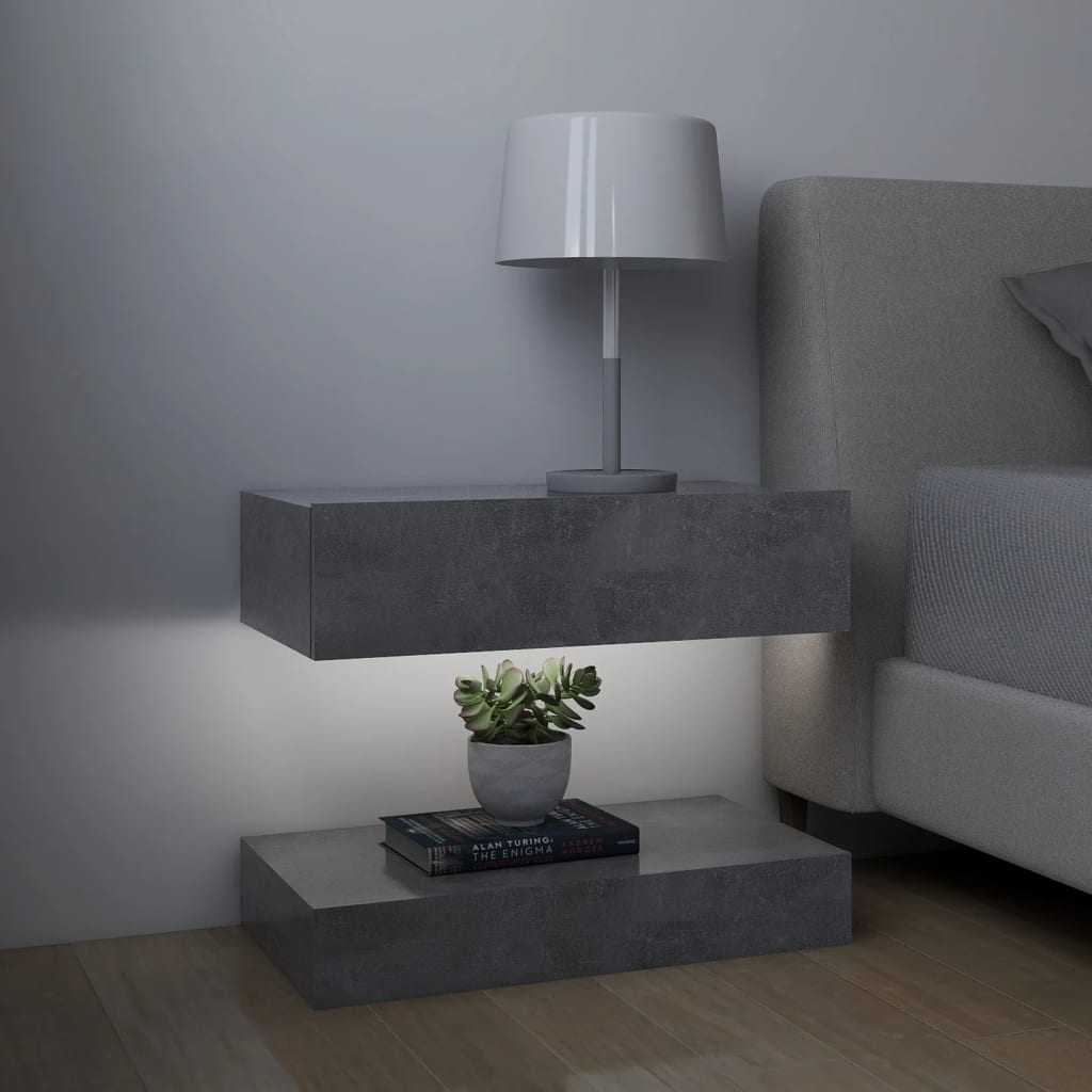 TV Cabinets with LED Lights 2 pcs Concrete Grey 60x35 cm