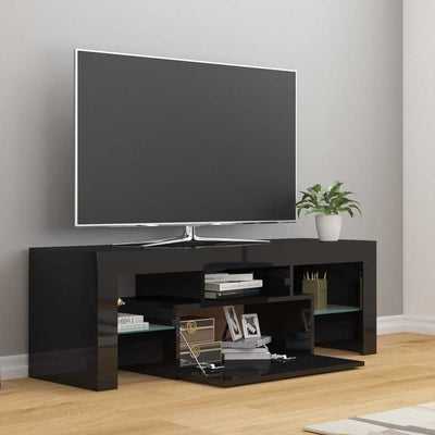 TV Cabinet with LED Lights High Gloss Black 120x35x40 cm