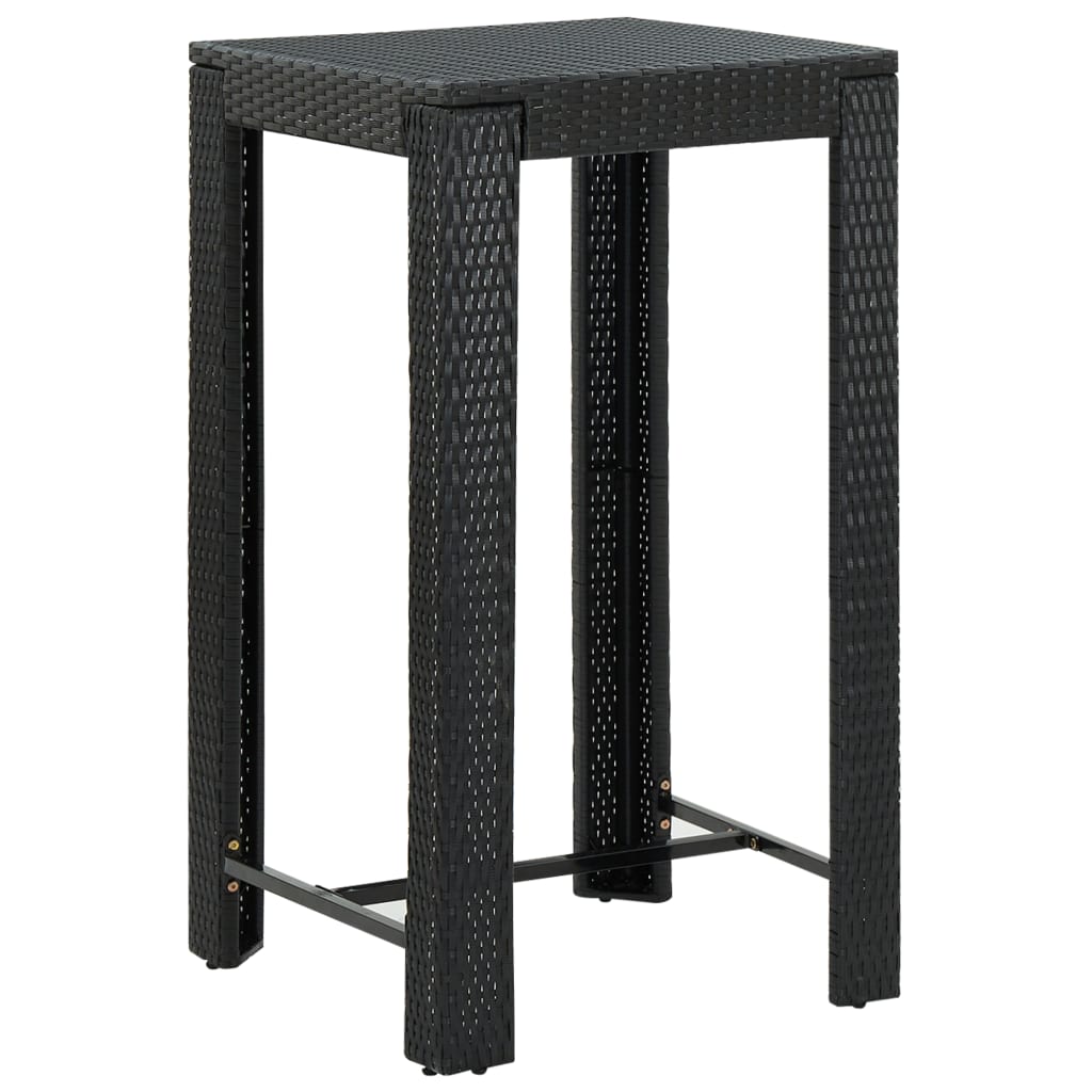 3 Piece Outdoor Bar Set with Cushions Poly Rattan Black