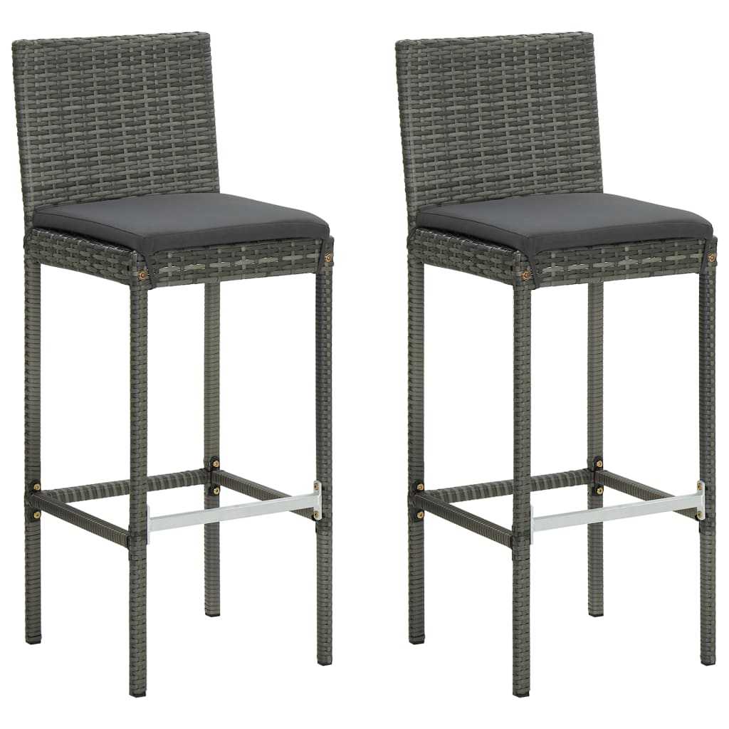 3 Piece Outdoor Bar Set with Cushions Poly Rattan Grey
