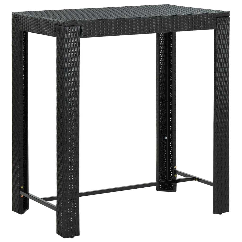 7 Piece Outdoor Bar Set with Cushions Poly Rattan Black