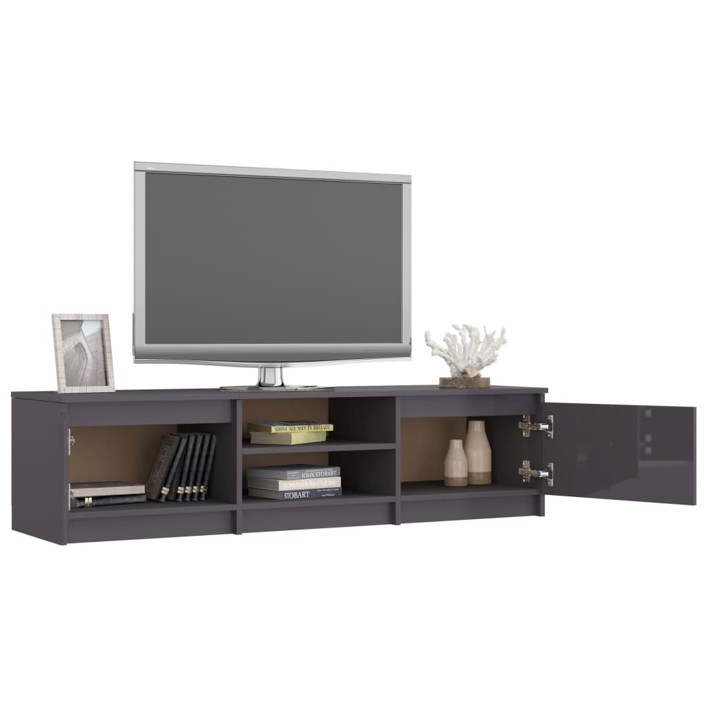 TV Cabinet High Gloss Grey 140x40x35.5 cm Chipboard