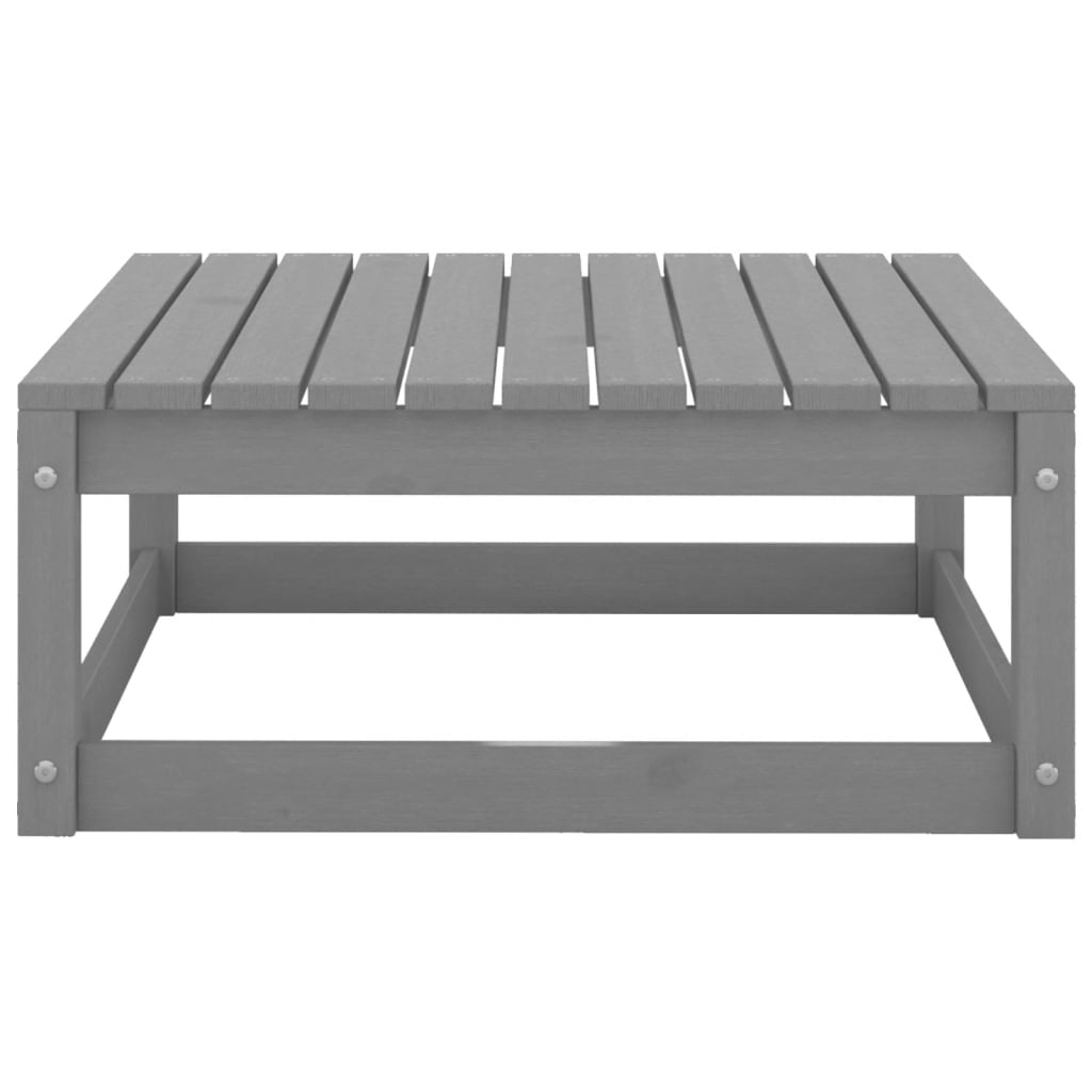 Garden Footstools with Cushions 2 pcs Grey Solid Pinewood