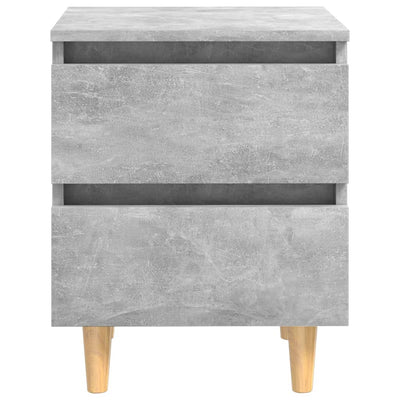 Bed Cabinet with Solid Pinewood Legs Concrete Grey 40x35x50 cm
