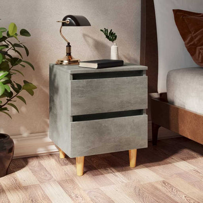 Bed Cabinet with Solid Pinewood Legs Concrete Grey 40x35x50 cm