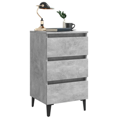 Bed Cabinet with Metal Legs Concrete Grey 40x35x69 cm