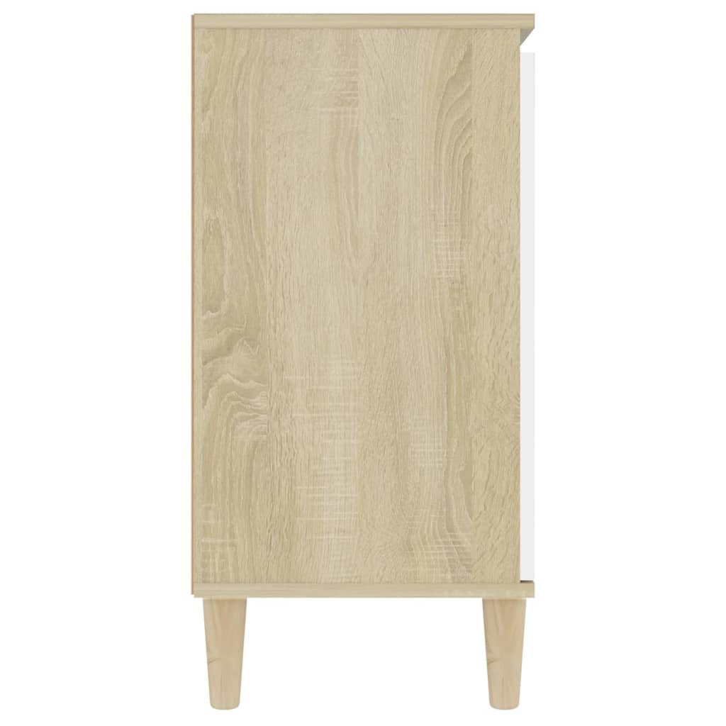 Sideboard White and Sonoma Oak 103.5x35x70 cm Chipboard