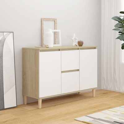 Sideboard White and Sonoma Oak 103.5x35x70 cm Chipboard