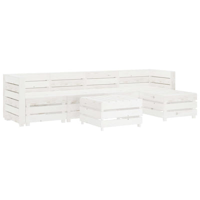 6 Piece Garden Lounge Set Pallets Wood White