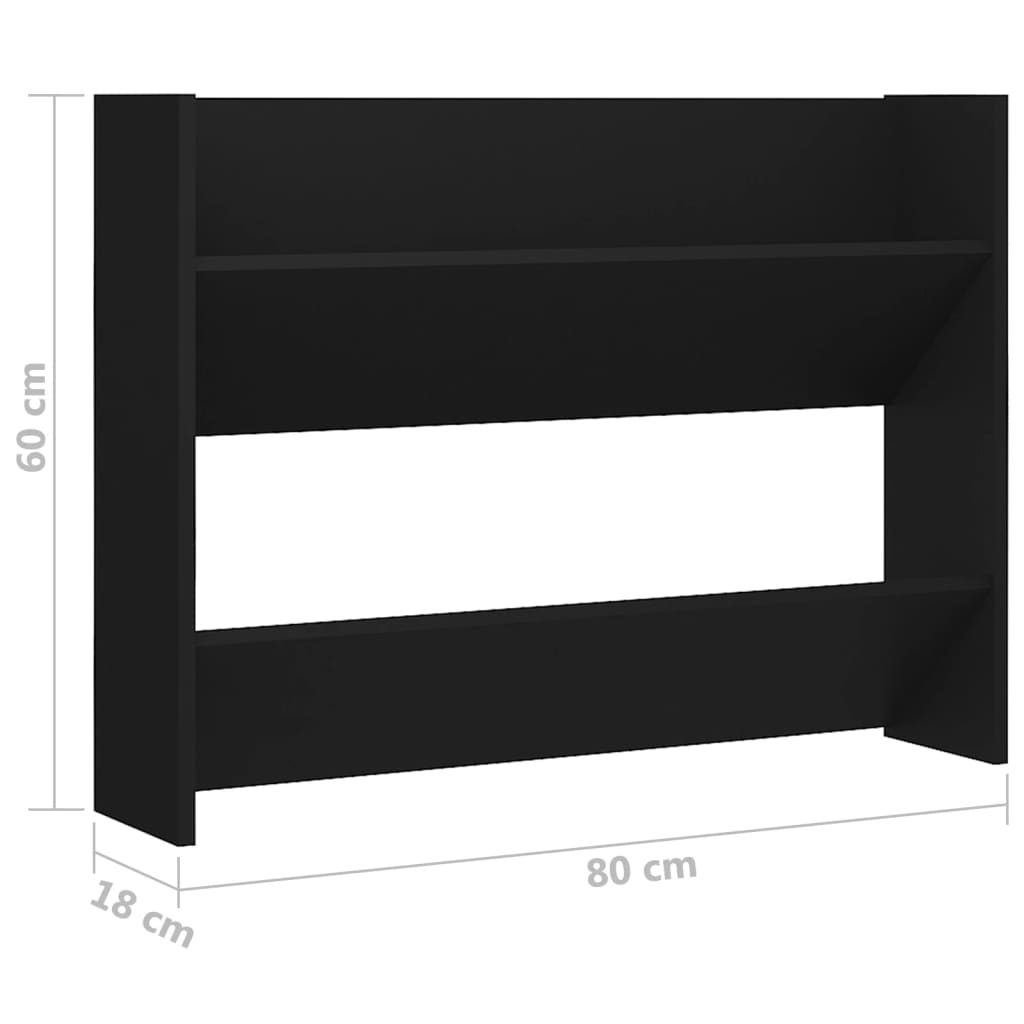 Wall Shoe Cabinet Black 80x18x60 cm Chipboard