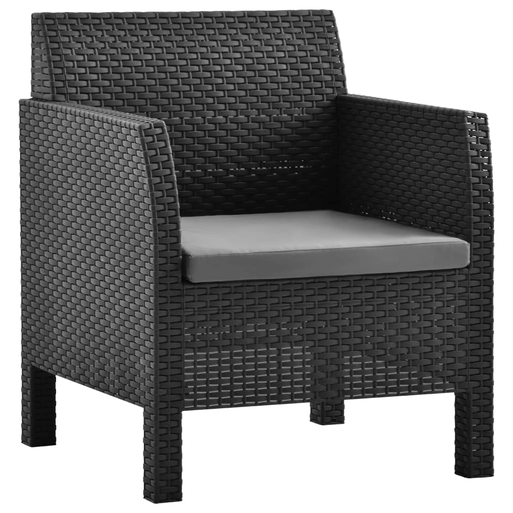 Garden Chairs with Cushions 2 pcs PP Anthracite