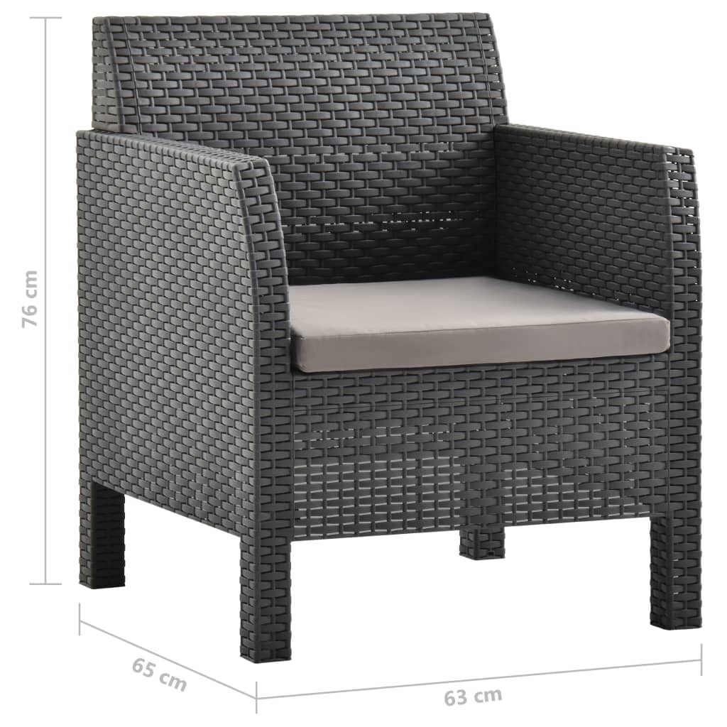 3 Piece Garden Lounge Set with Cushions PP Anthracite