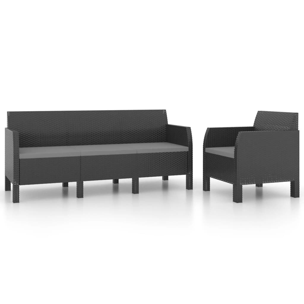 2 Piece Garden Lounge Set with Cushions PP Anthracite
