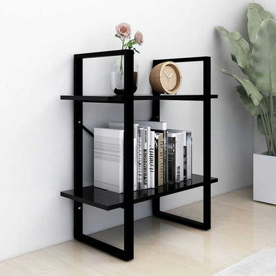 2-Tier Book Cabinet Black 60x30x70 cm Chipboard