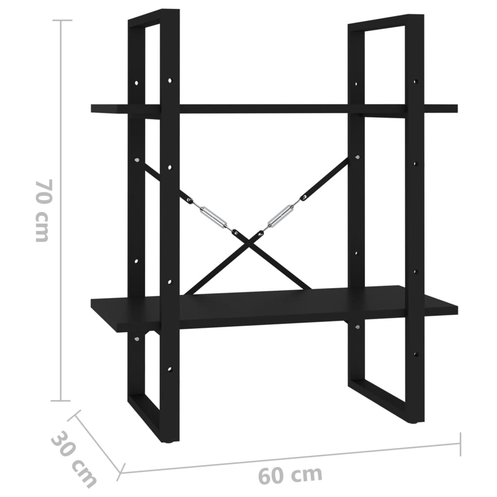 2-Tier Book Cabinet Black 60x30x70 cm Chipboard