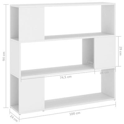 Book Cabinet Room Divider White 100x24x94 cm