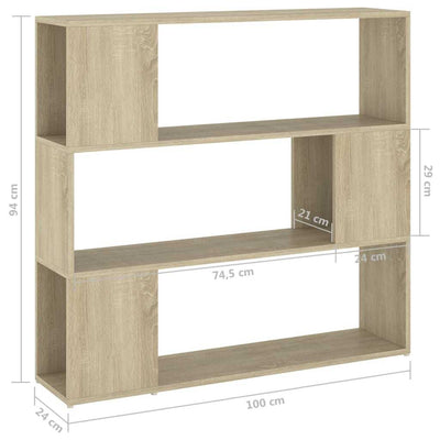Book Cabinet Room Divider Sonoma Oak 100x24x94 cm
