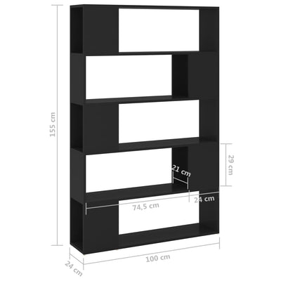 Book Cabinet Room Divider Black 100x24x155 cm Chipboard