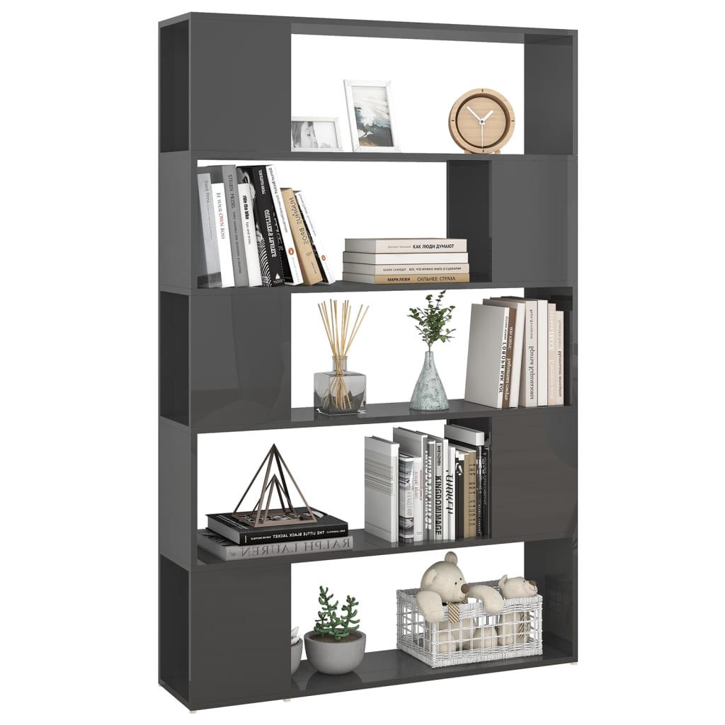 Book Cabinet Room Divider High Gloss Grey Chipboard