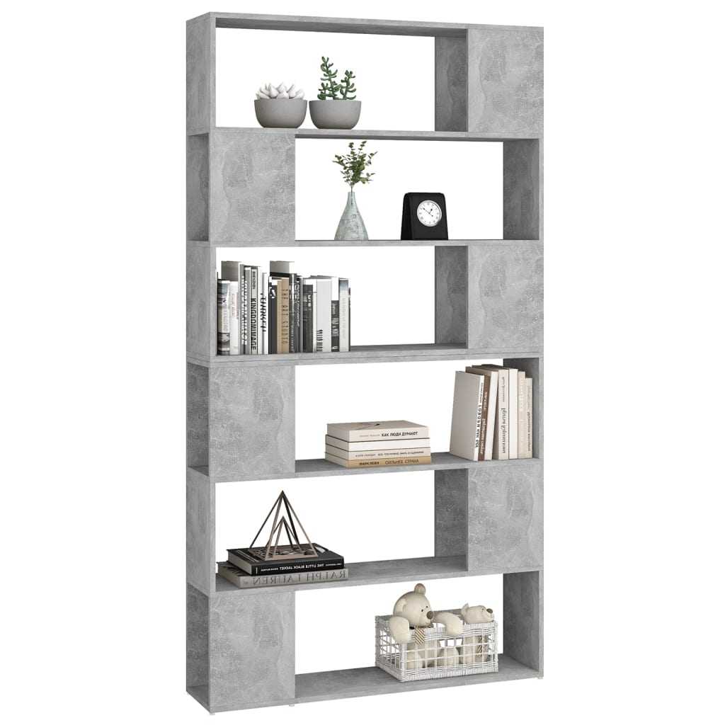 Book Cabinet Room Divider Concrete Grey 100x24x188 cm