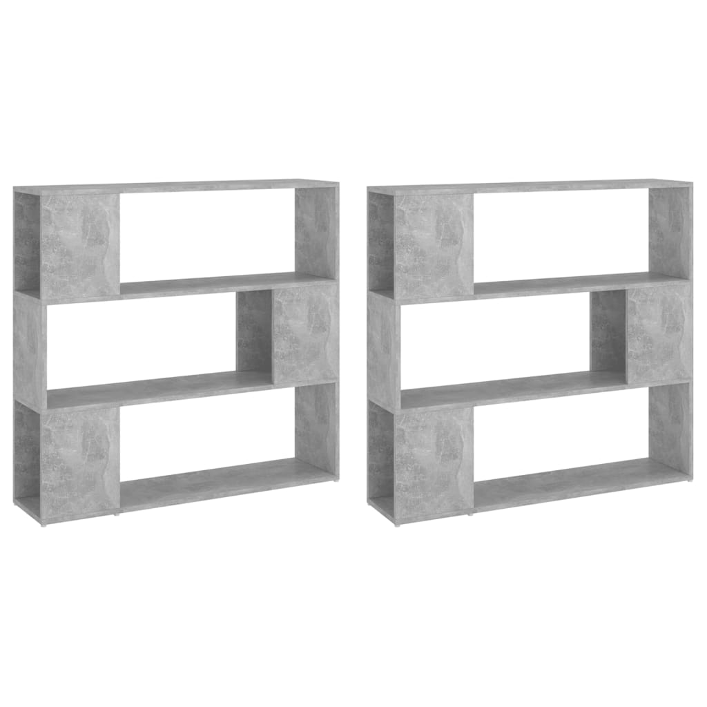 Book Cabinet Room Divider Concrete Grey 100x24x188 cm
