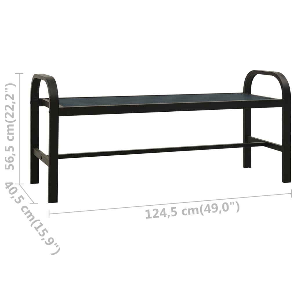 Garden Bench 124.5 cm Steel and WPC Black