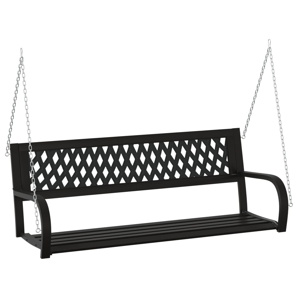 Garden Swing Bench 125 cm Steel and Plastic Black