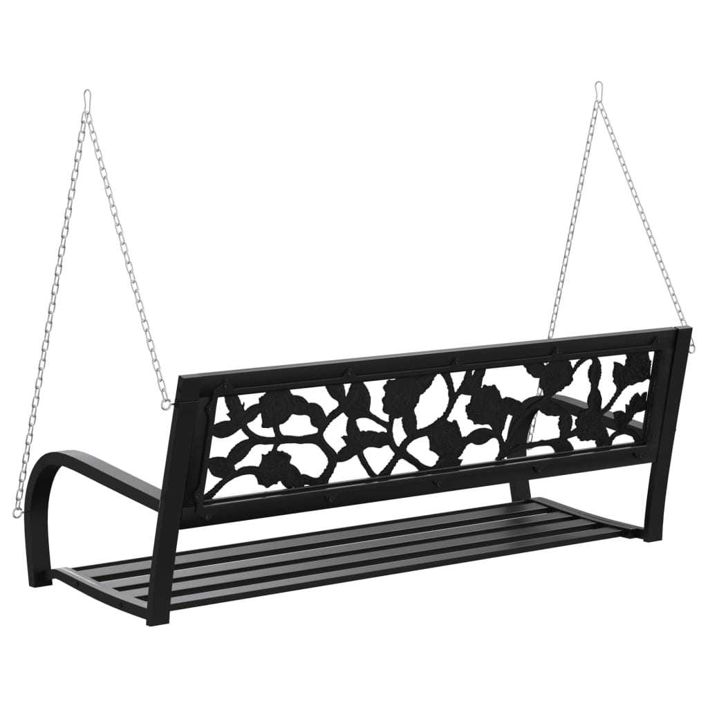 Garden Swing Bench 125 cm Steel and Plastic Black