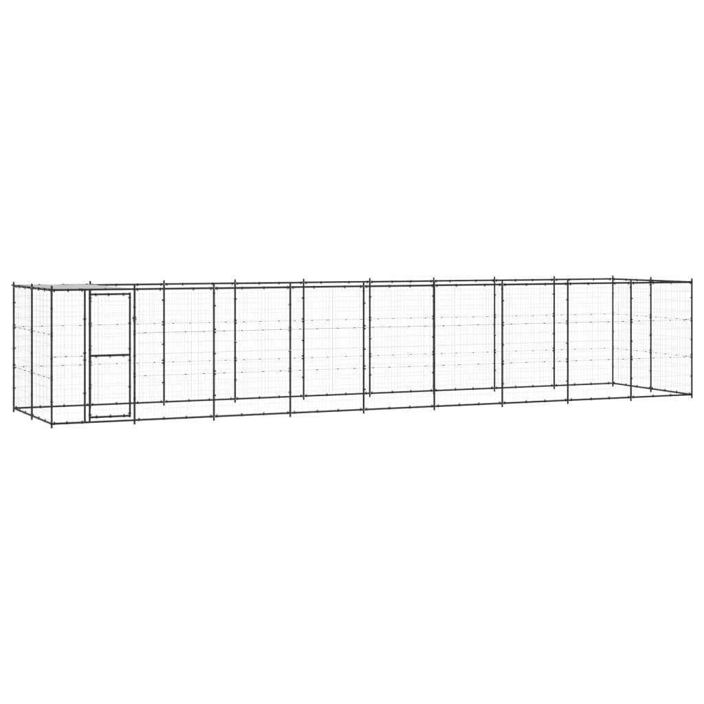 Outdoor Dog Kennel Steel with Roof 21.78 m²