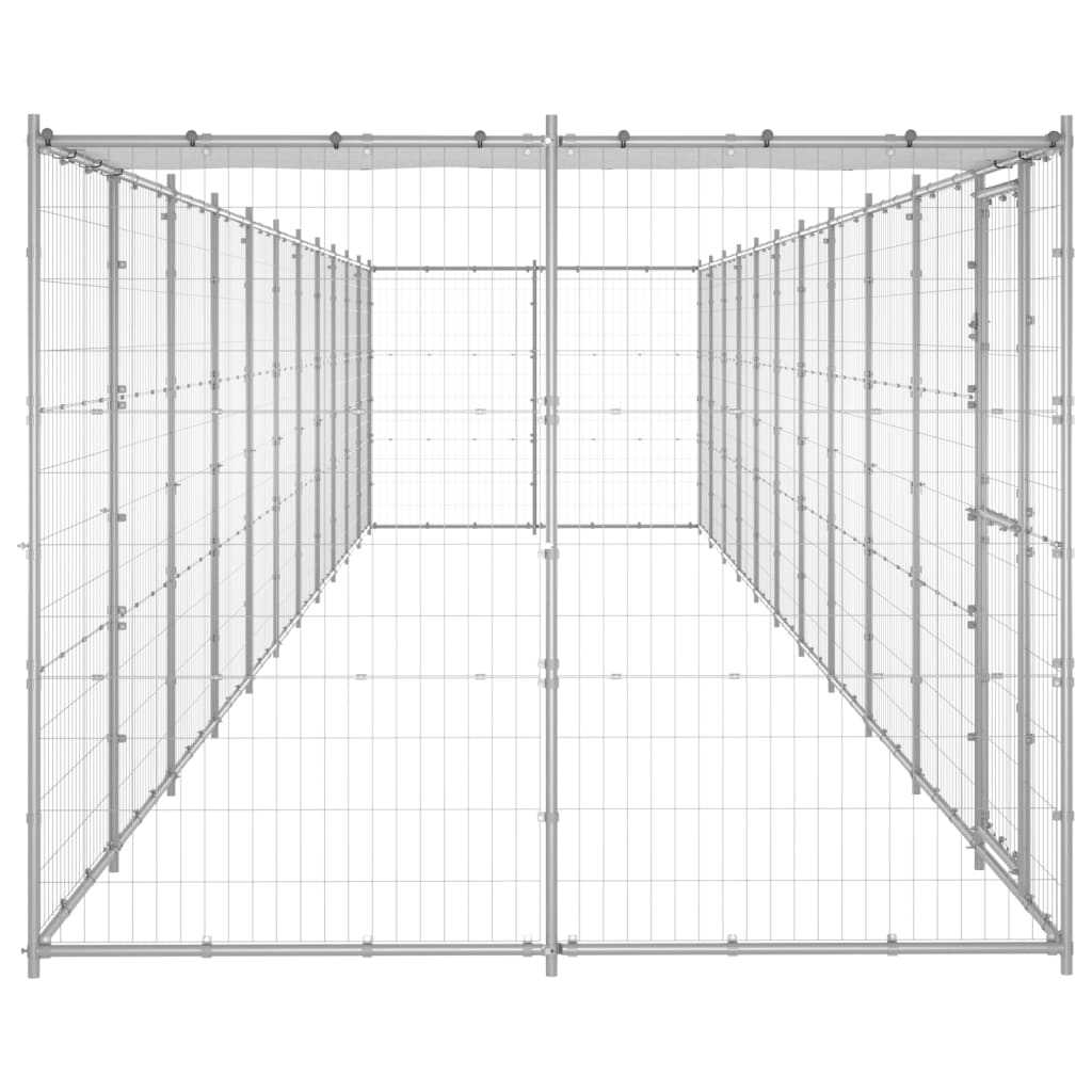 Outdoor Dog Kennel Galvanised Steel with Roof 26.62 m²