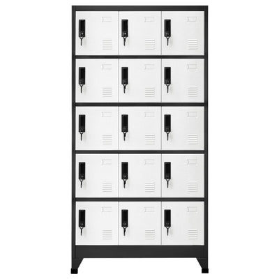 Locker Cabinet Anthracite and White 90x40x180 cm Steel
