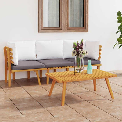 3 Piece Garden Lounge Set with Cushions Solid Acacia Wood