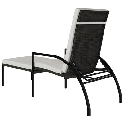 Sun Loungers 2 pcs with Footrest PE Rattan Brown