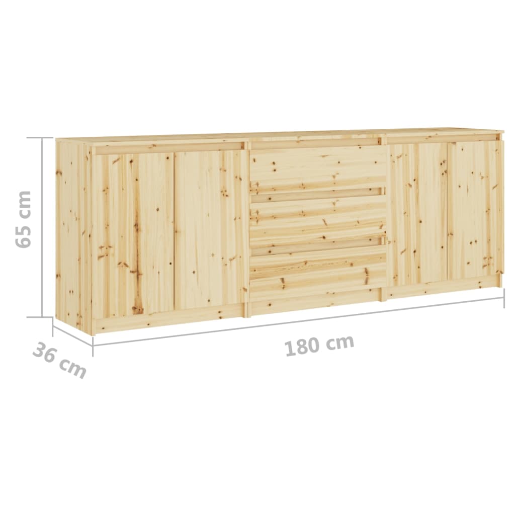 Side Cabinets 3 pcs Solid Wood Fir