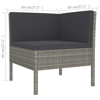 7 Piece Garden Lounge Set with Cushions Poly Rattan Grey